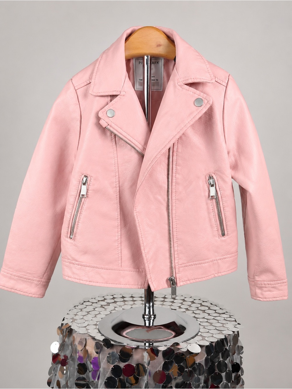 Primark Girls Pink Faux Leather Moto Jacket Size 5-6Y
